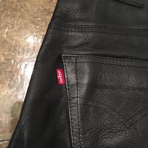 Levi’s leather jeans.